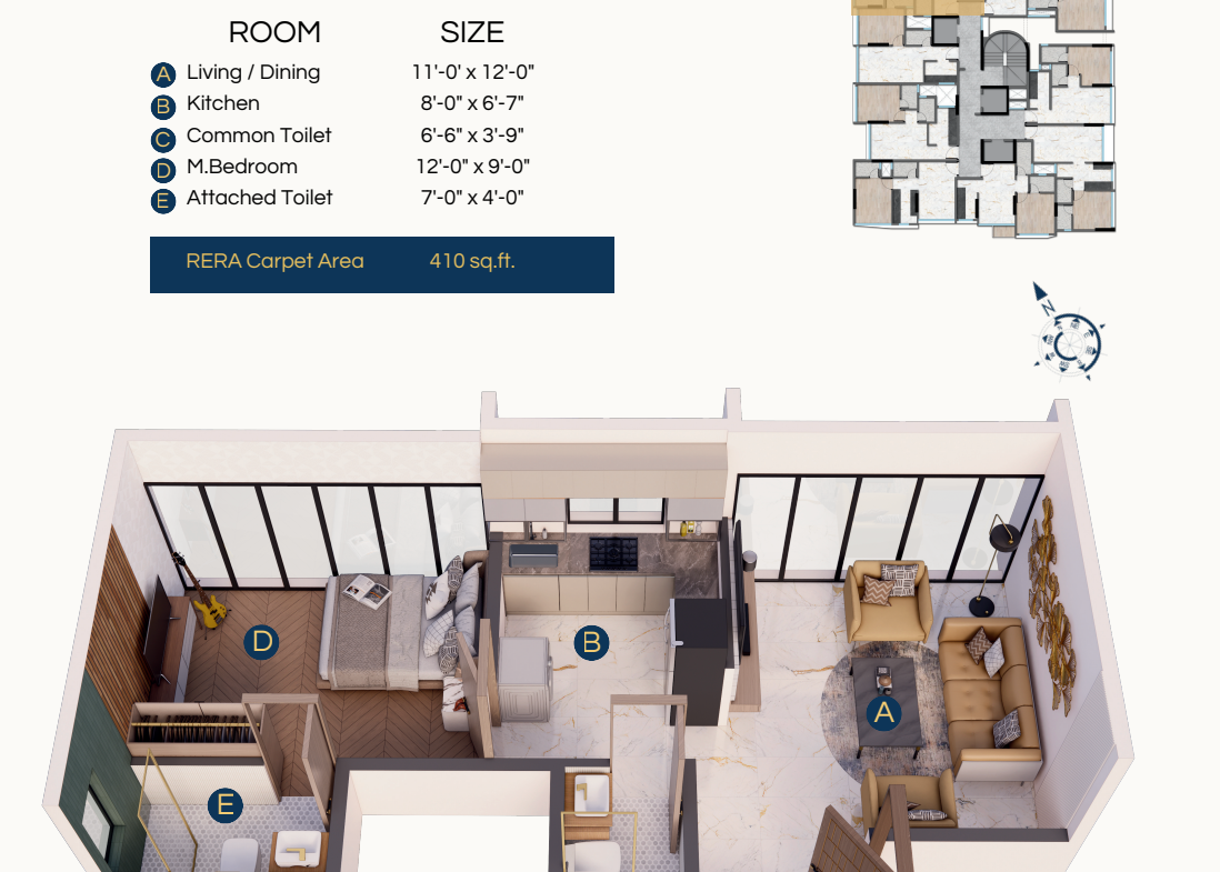 DTG Aurum Jogeshwari east 1bhk rera capert area plan